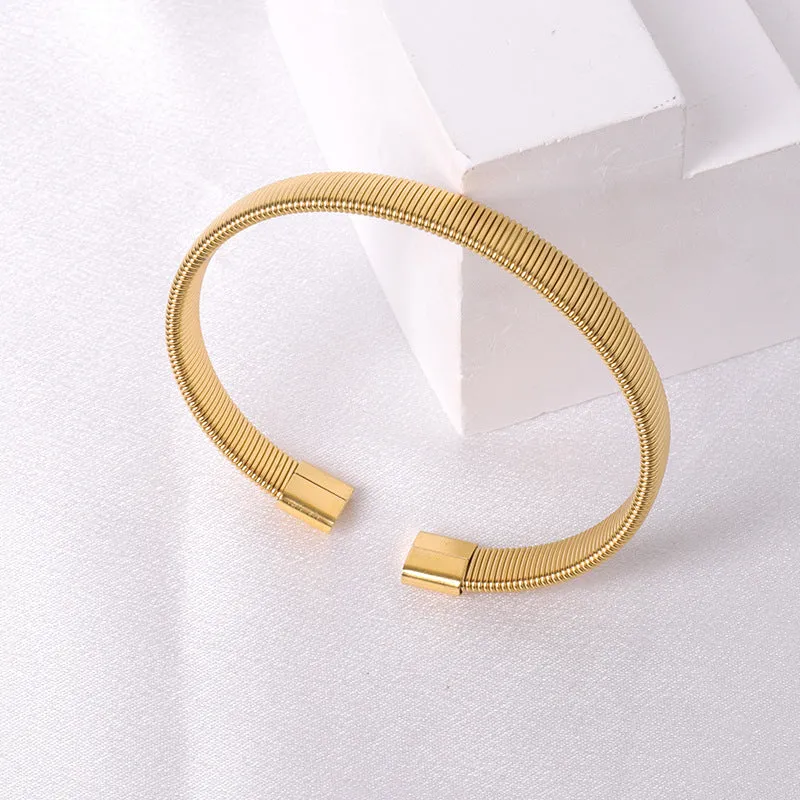 Wholesale Simple Steel Wire Braided C-shaped Bracelet Mesh Chain Titanium Steel Open Versatile Charm Bracelet