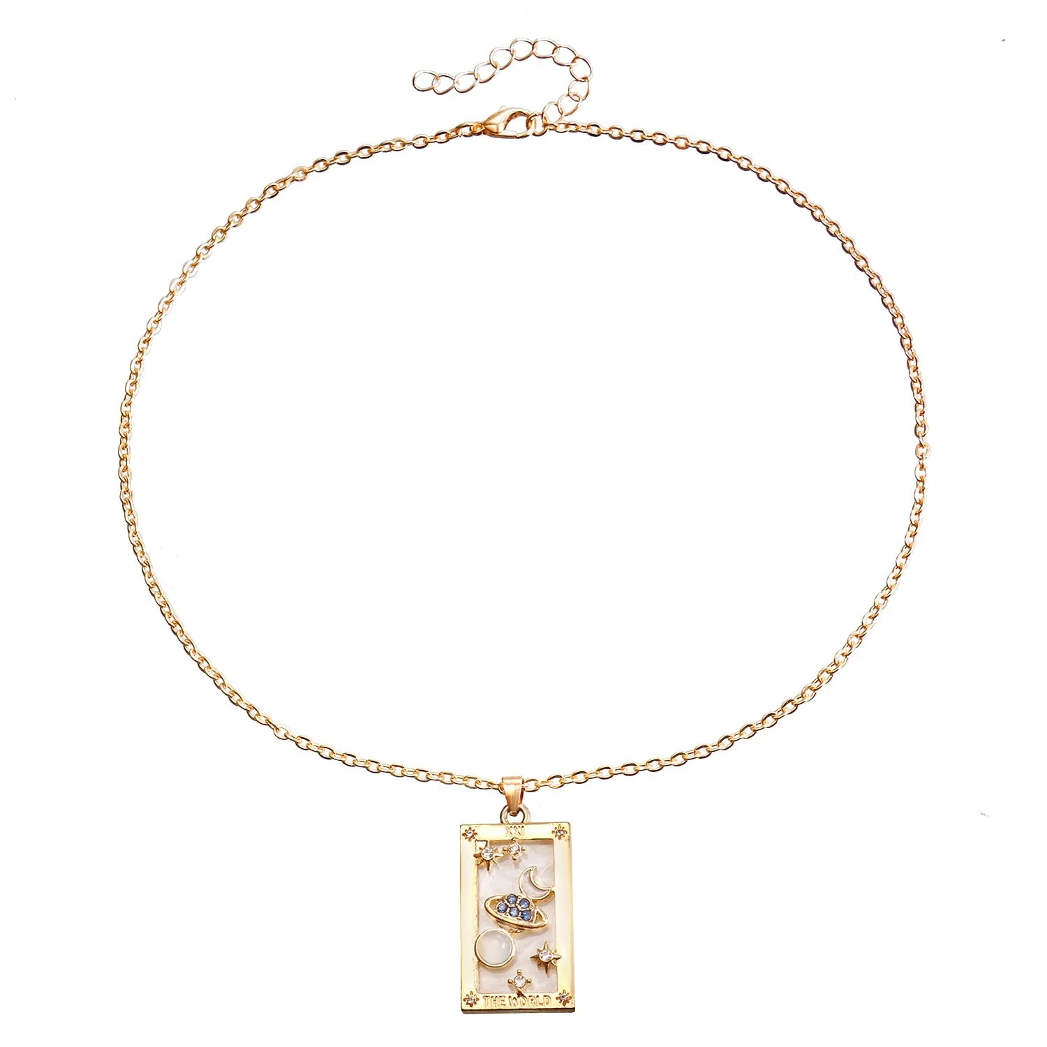 Wholesale Single Layer Metal Thin Chain Rectangular Tarot Card Square Necklace