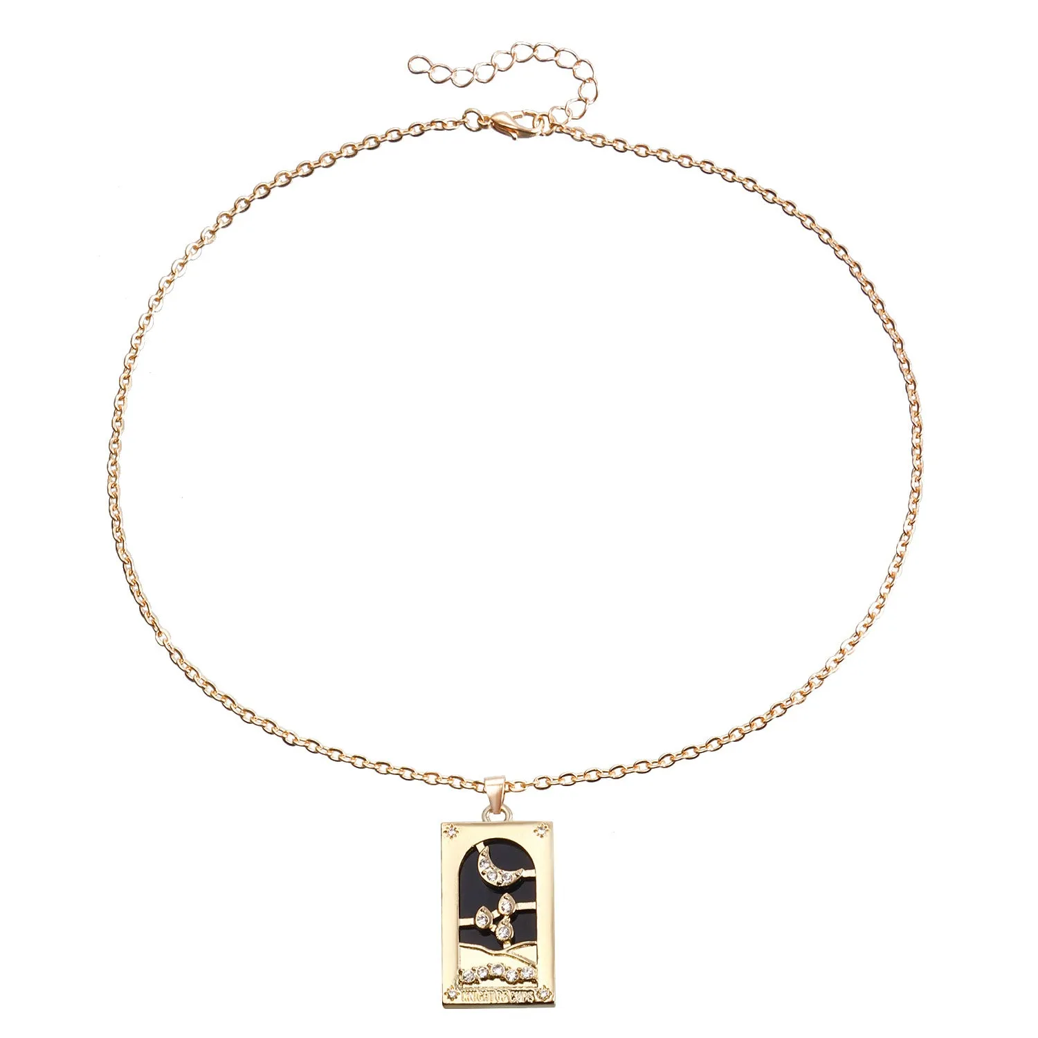 Wholesale Single Layer Metal Thin Chain Rectangular Tarot Card Square Necklace