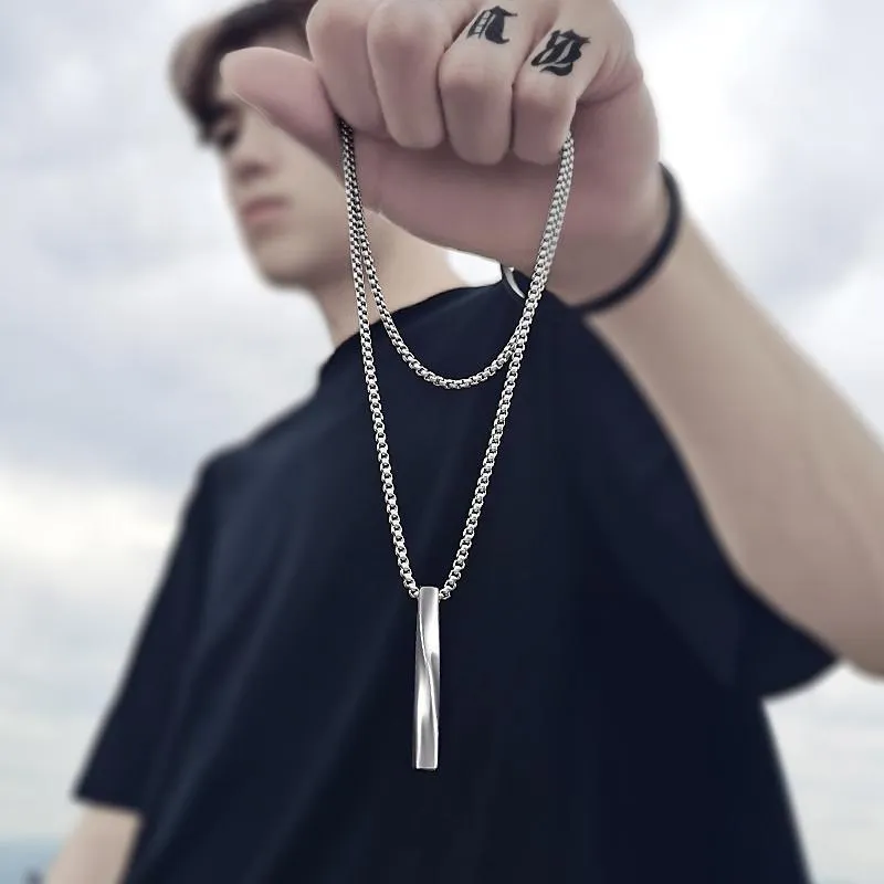 Wholesale Spiral Simple Personality Hip-hop Pendant Titanium Steel Necklaces light_wish_jewels