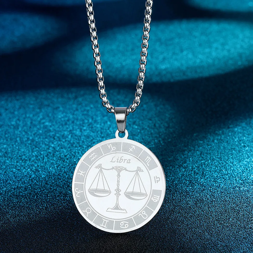 Wholesale Stainless Steel 12 Constellation Pendant Necklace