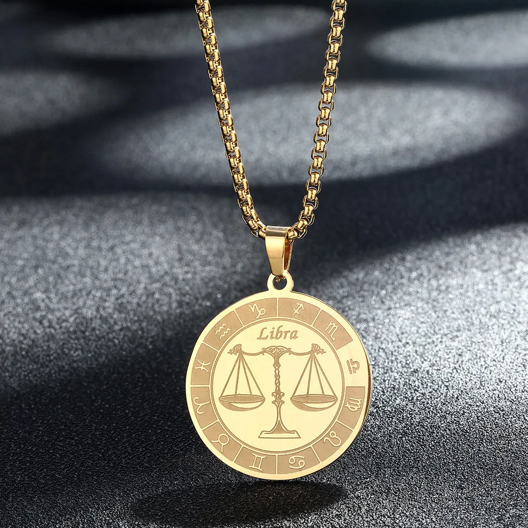 Wholesale Stainless Steel 12 Constellation Pendant Necklace