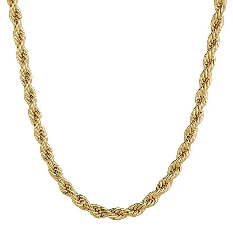 Wholesale Stainless Steel 18k Gold Hip-hop Fashion Twist Chain No Fading Titanium Steel Necklaces