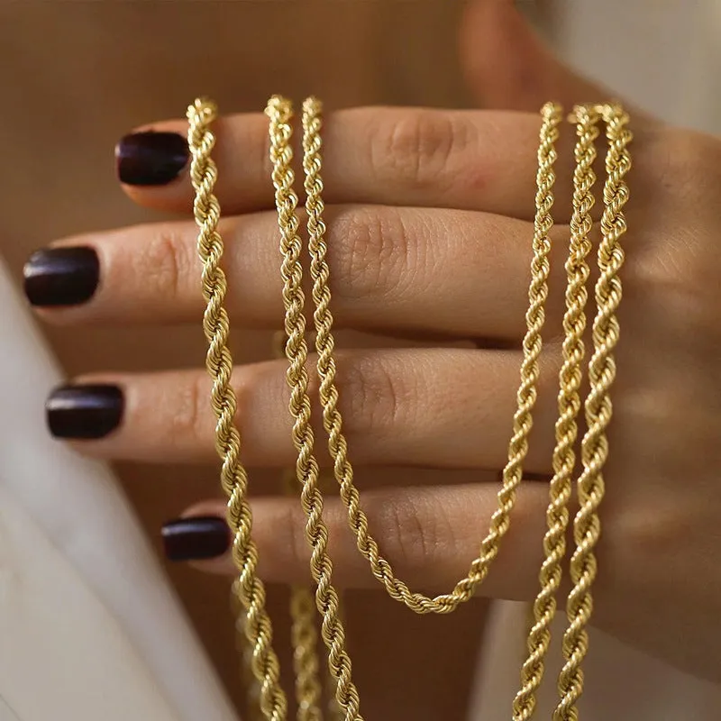 Wholesale Stainless Steel 18k Gold Hip-hop Fashion Twist Chain No Fading Titanium Steel Necklaces