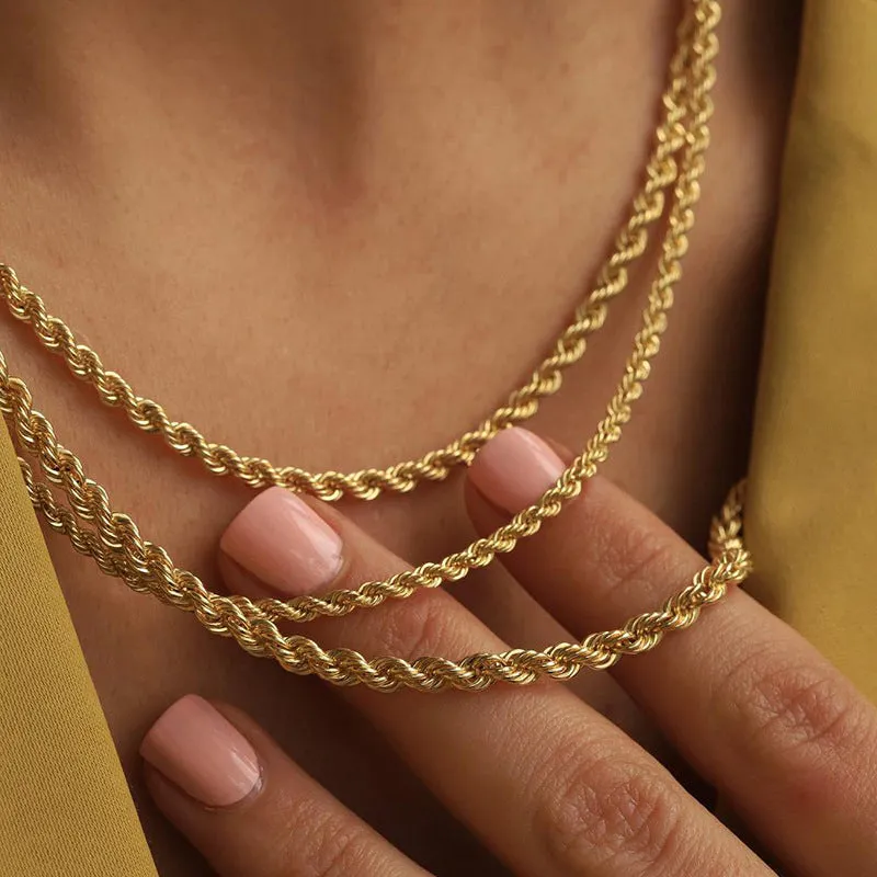 Wholesale Stainless Steel 18k Gold Hip-hop Fashion Twist Chain No Fading Titanium Steel Necklaces light_wish_jewels