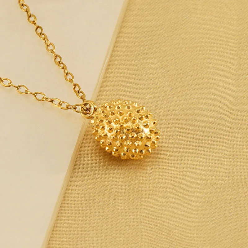 Wholesale Stainless Steel 18k Gold Plated Durian Necklace Titanium Steel