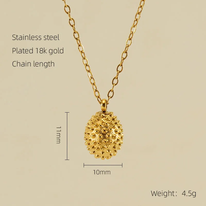 Wholesale Stainless Steel 18k Gold Plated Durian Necklace Titanium Steel
