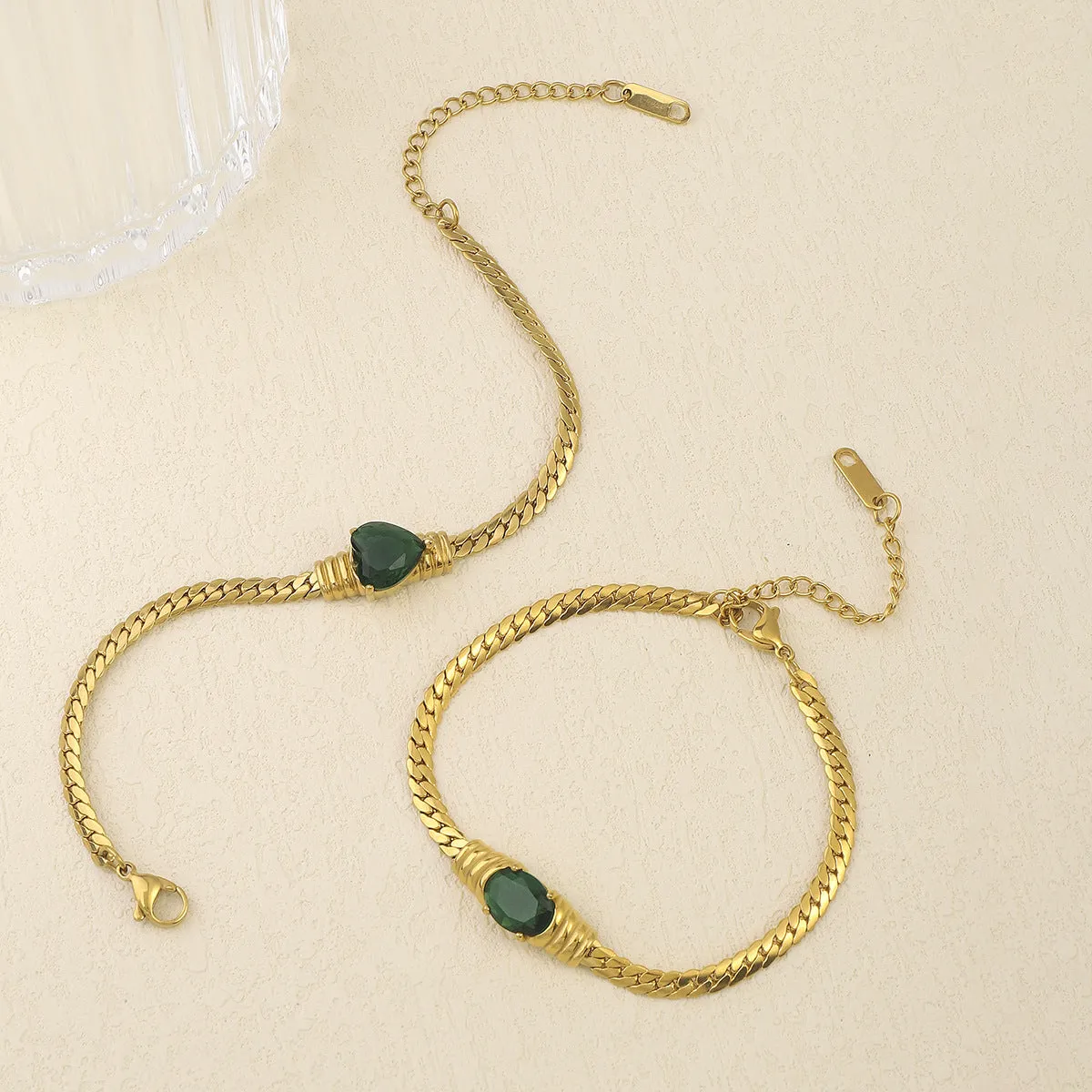 Wholesale Stainless Steel 18K Light Luxury Zircon Retro Bracelet