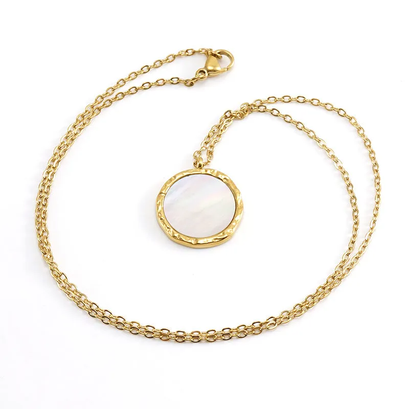 Wholesale Stainless Steel Circular Shell Necklaces light_wish_jewels