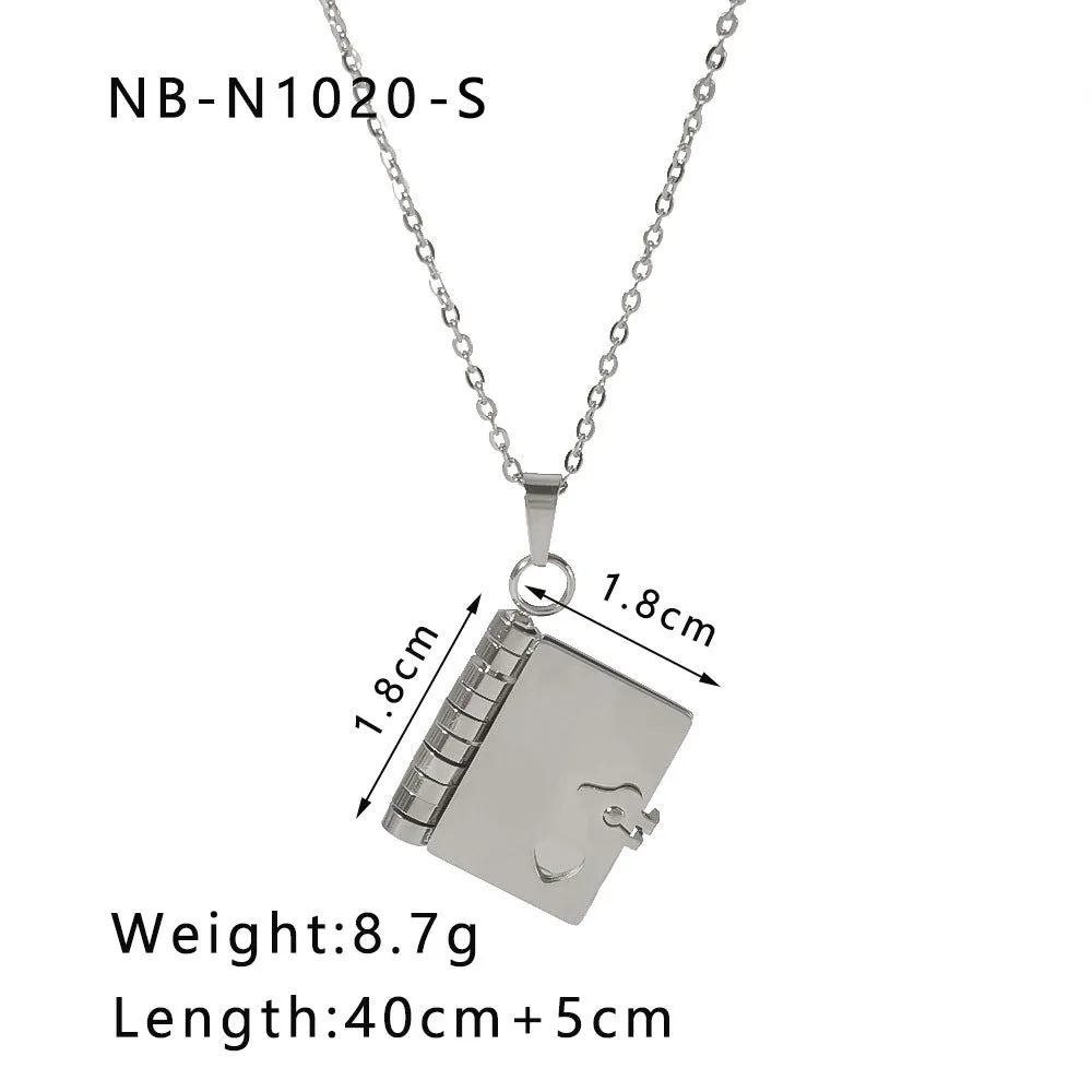 Wholesale Stainless Steel Couple Heart Book Necklaces