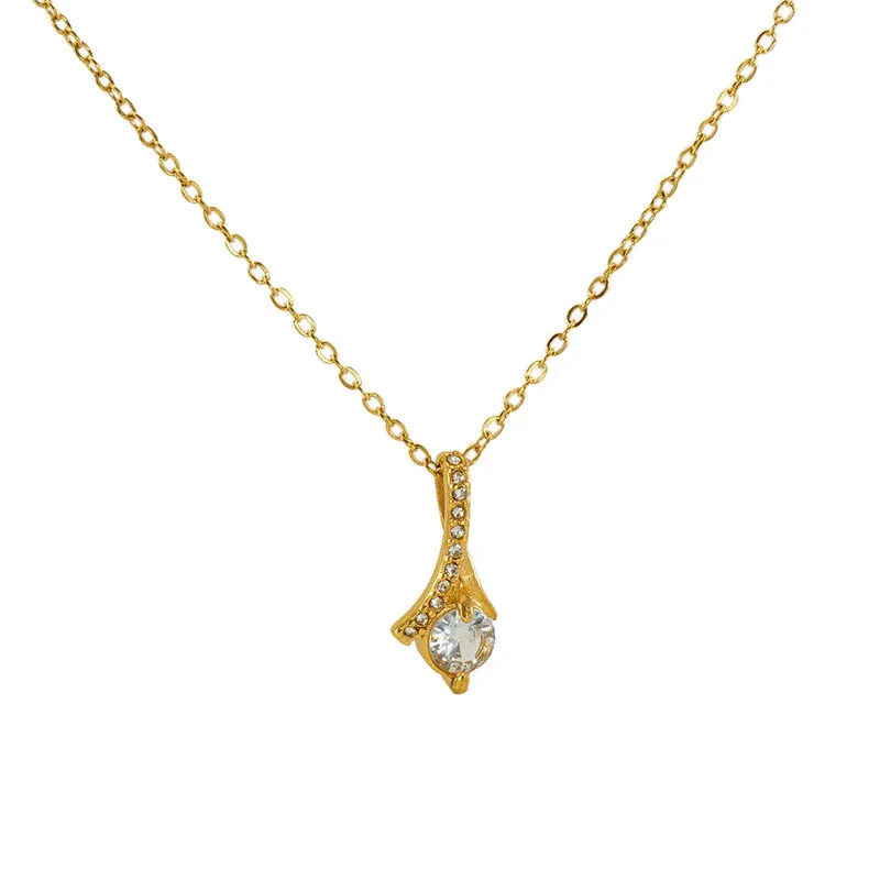 Wholesale Stainless Steel Diamond Inlaid Necklaces