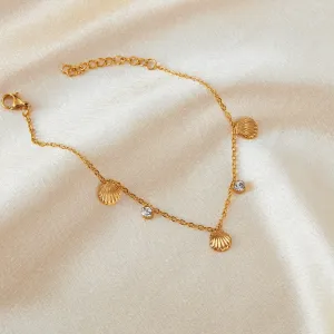 Wholesale Stainless Steel Gold-plated Bracelet Fashion Personality All-match Shell Accessories Zircon Jewelry light_wish_jewels