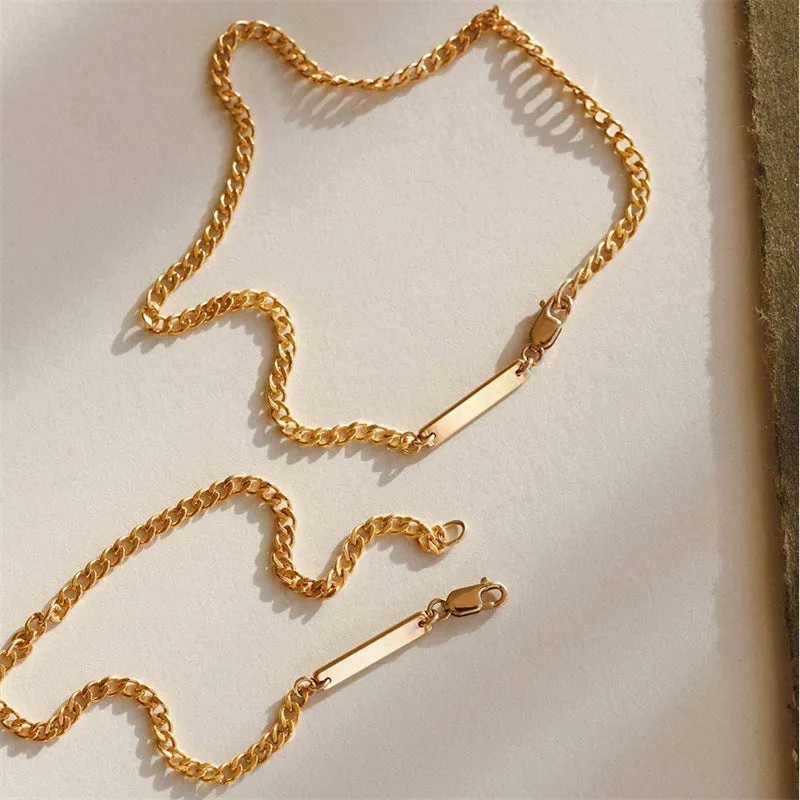 Wholesale Stainless Steel Gold Plated Fashion Cuban Bracelet light_wish_jewels
