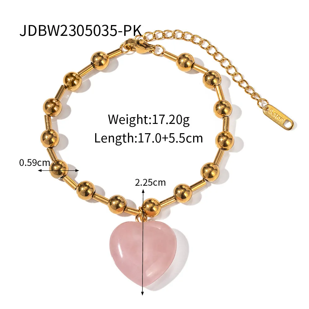 Wholesale Stainless Steel Heart Bead Necklaces