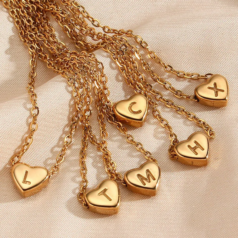 Wholesale Stainless Steel Heart-shaped Letter Pendant light_wish_jewels
