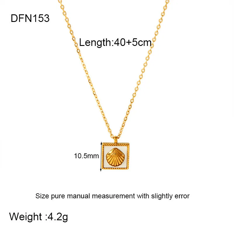 Wholesale stainless steel heart shell palm tree geometric pendant necklace