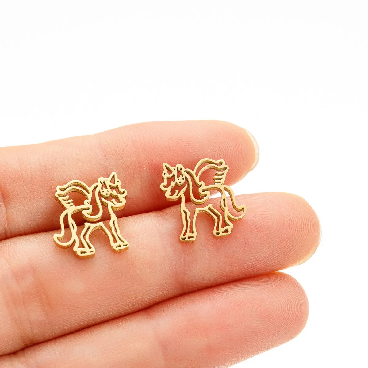 Wholesale Stainless Steel Mini Small Earrings Flower Dinosaur Halloween Skull Earrings