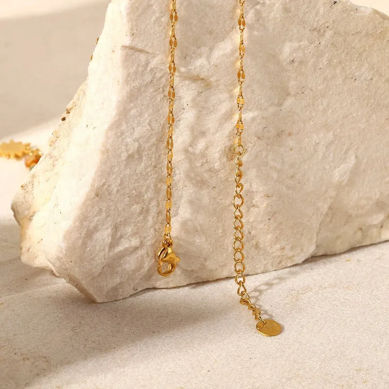 Wholesale stainless steel natural stone pendant necklace retro style