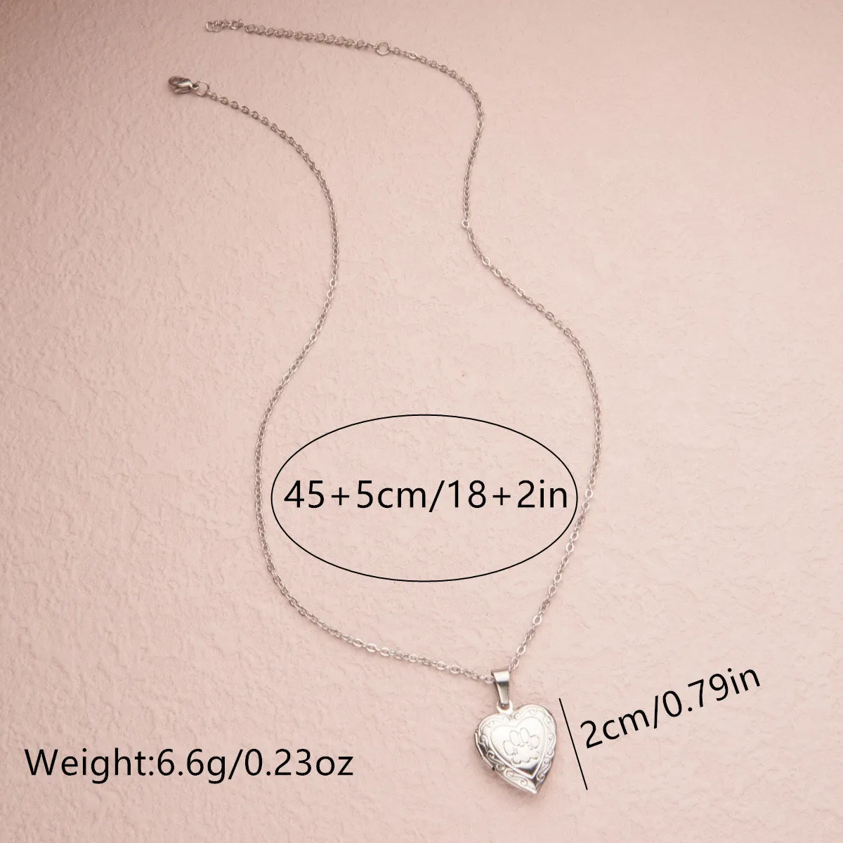 Wholesale Stainless Steel Necklace Gold Heart Pattern Frame Box Pendant O-Chain