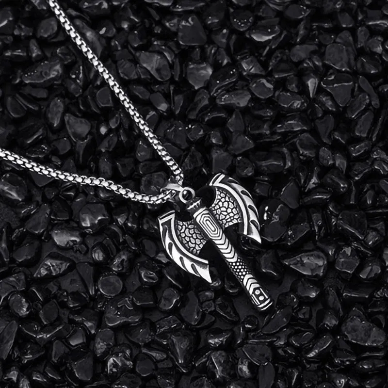Wholesale Stainless Steel Pirate Double Ax Amulet Pendant Necklace