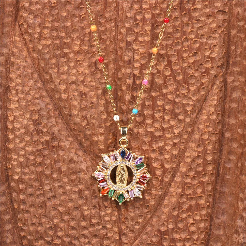 Wholesale Stainless Steel Round Hollow Colorful Creative Necklace