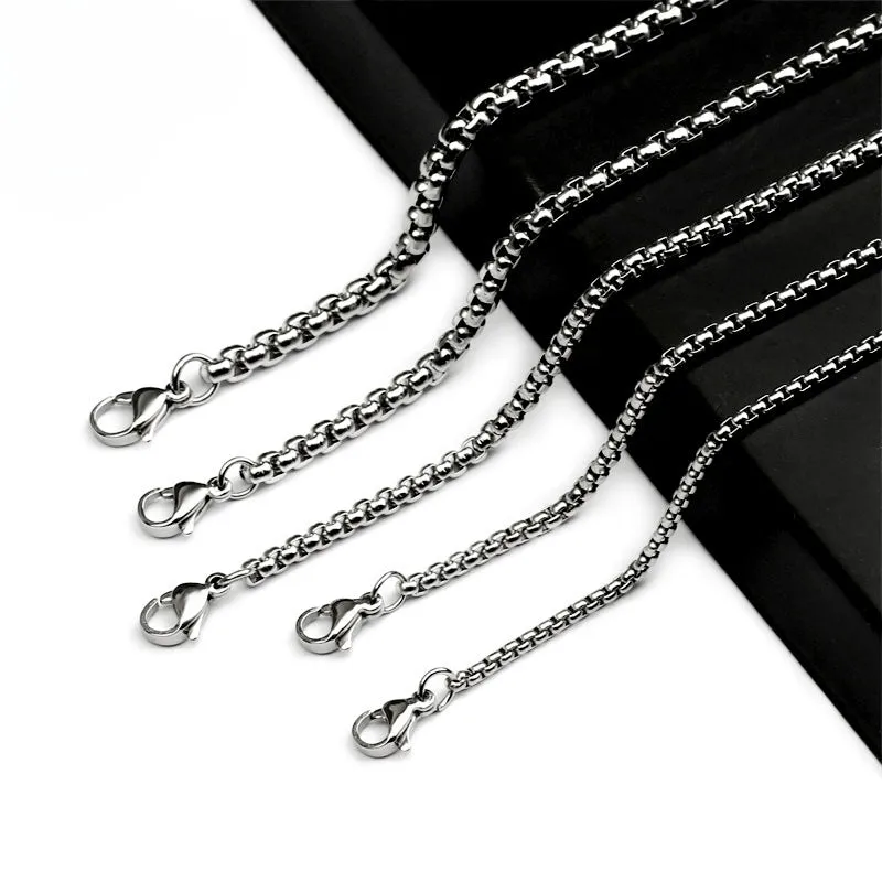 Wholesale Stainless Steel Square Pearl Necklace Titanium Steel Jewelry European and American Men's Necklace light_wish_jewels