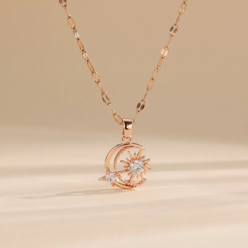 Wholesale Stainless Steel Star Moon Pendant Creative Necklace