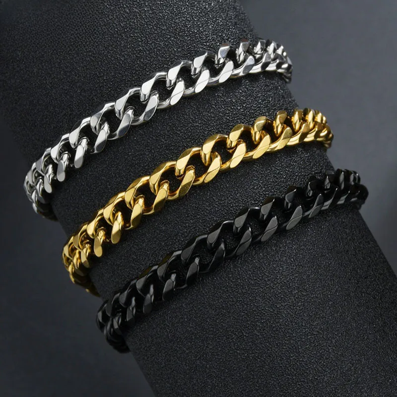 Wholesale Stainless steel stylish six-sided polished Cuban chain light_wish_jewels