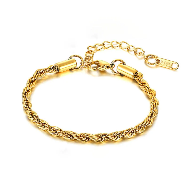 Wholesale Stainless Steel Twist Bracelet Gold Plated Braided Chain light_wish_jewels