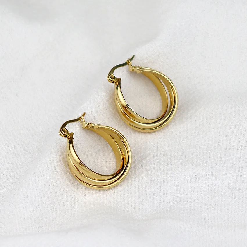 Wholesale Stainless Steel Vacuum Plating 18K Square Earrings