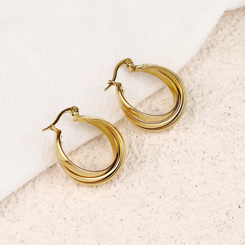 Wholesale Stainless Steel Vacuum Plating 18K Square Earrings