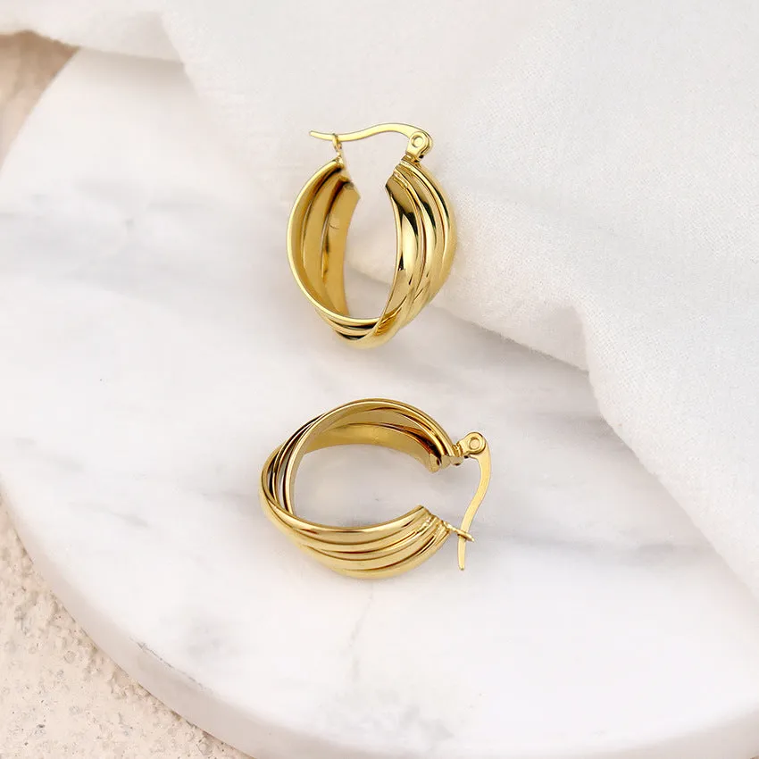 Wholesale Stainless Steel Vacuum Plating 18K Square Earrings