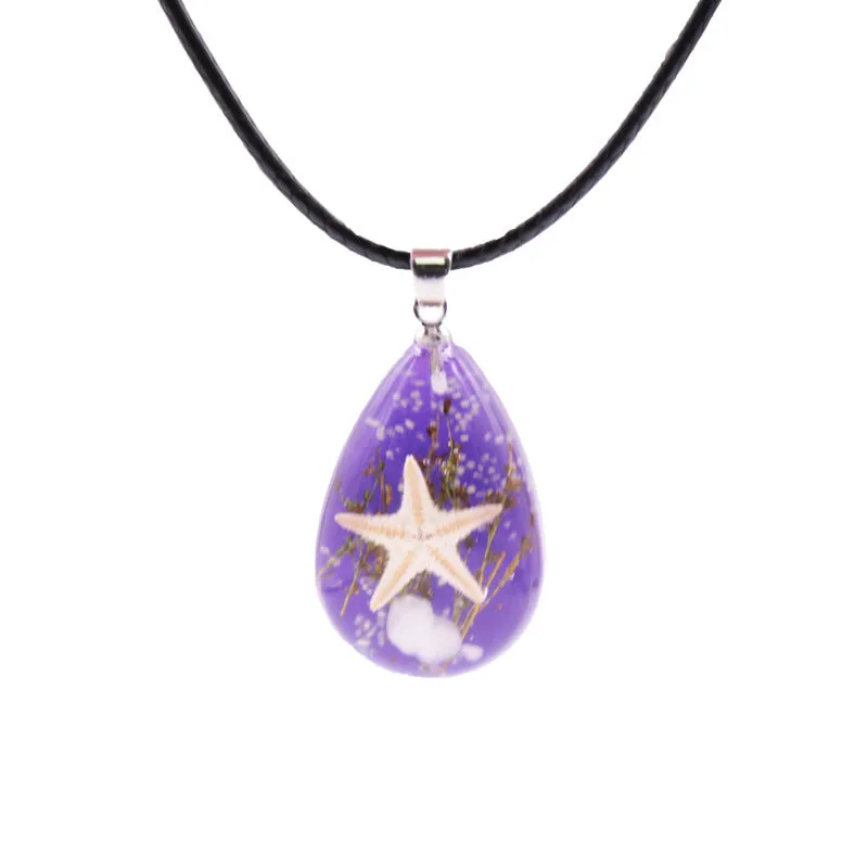 Wholesale Starfish Luminous Stone Resin Necklace