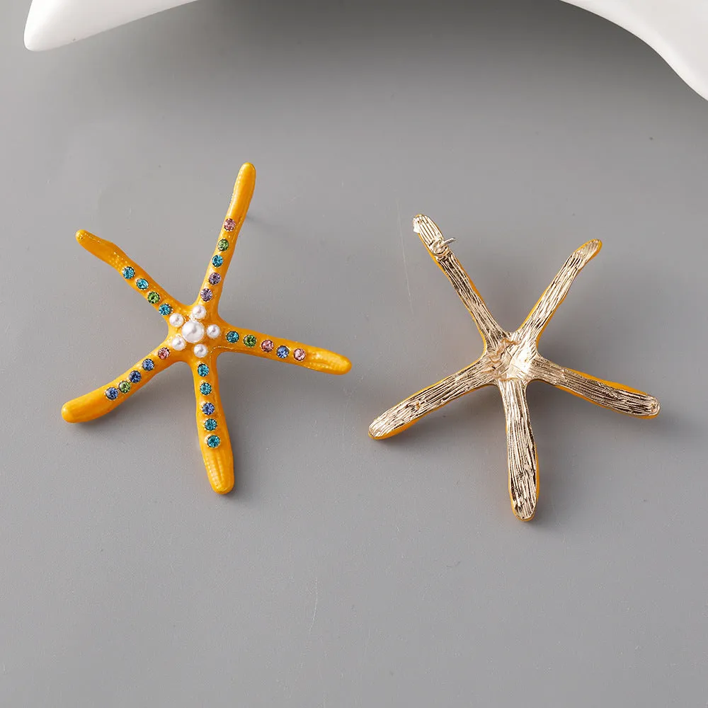 Wholesale Starfish Pearl Alloy Earrings