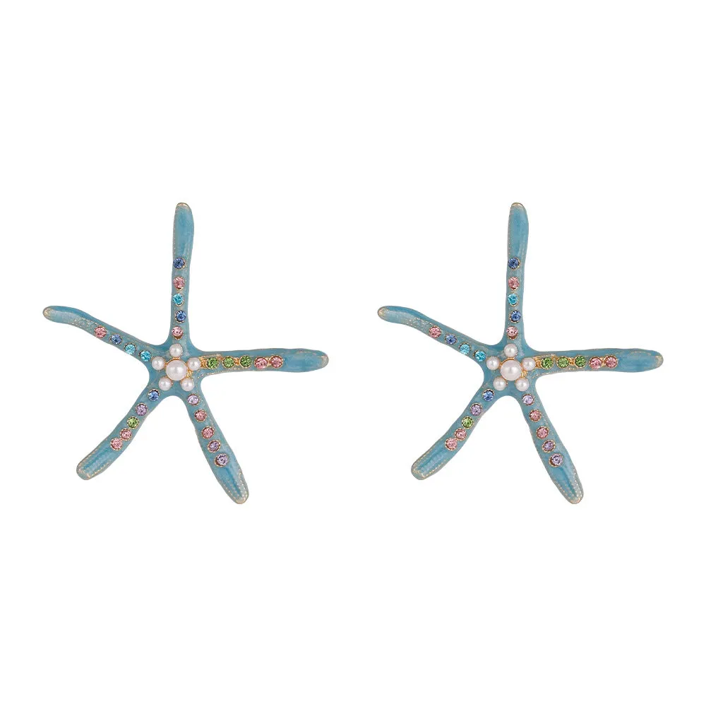 Wholesale Starfish Pearl Alloy Earrings