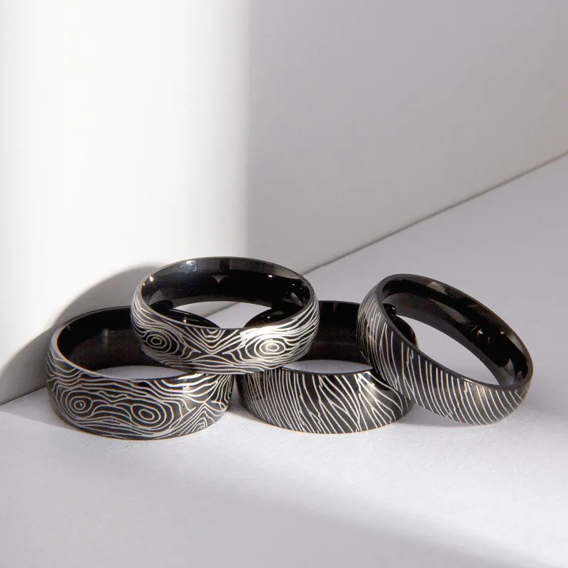 Wholesale Steel Pattern Annual Ring Pattern 6/8mm Inner and Outer Ball Ring light_wish_jewels