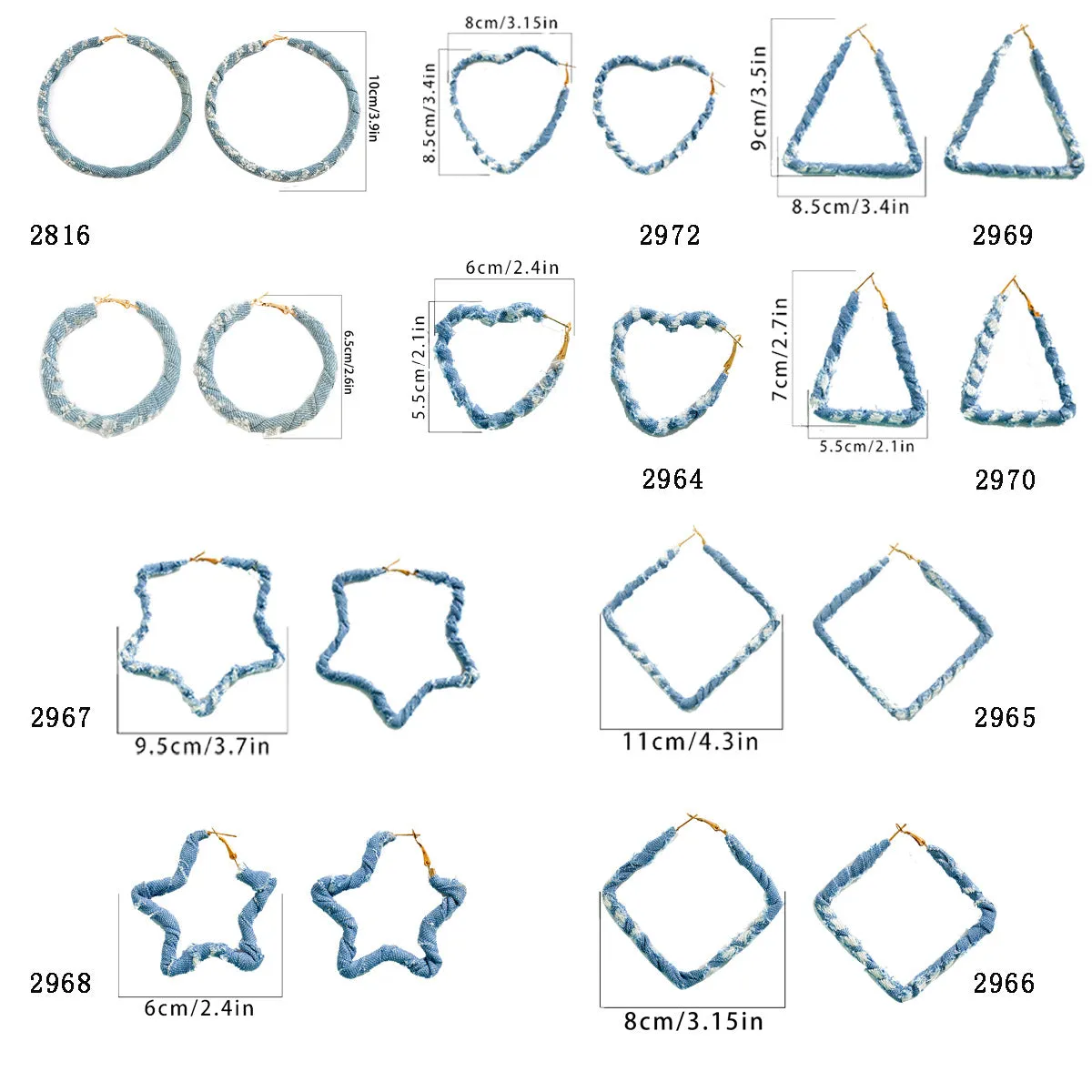 Wholesale Sweet and Cool Geometric Ring Denim Earrings