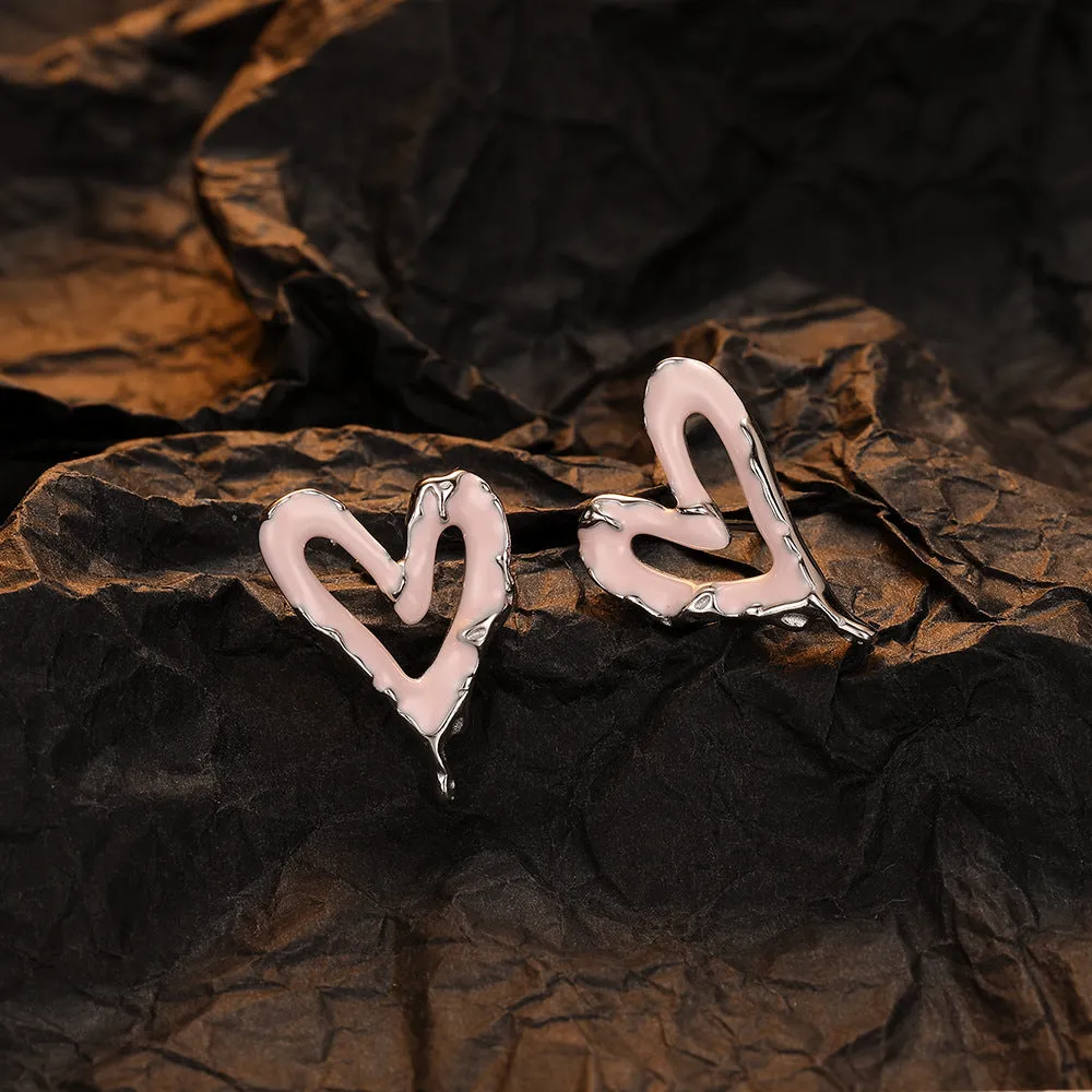 Wholesale Sweet Cool Heart Silver Earrings