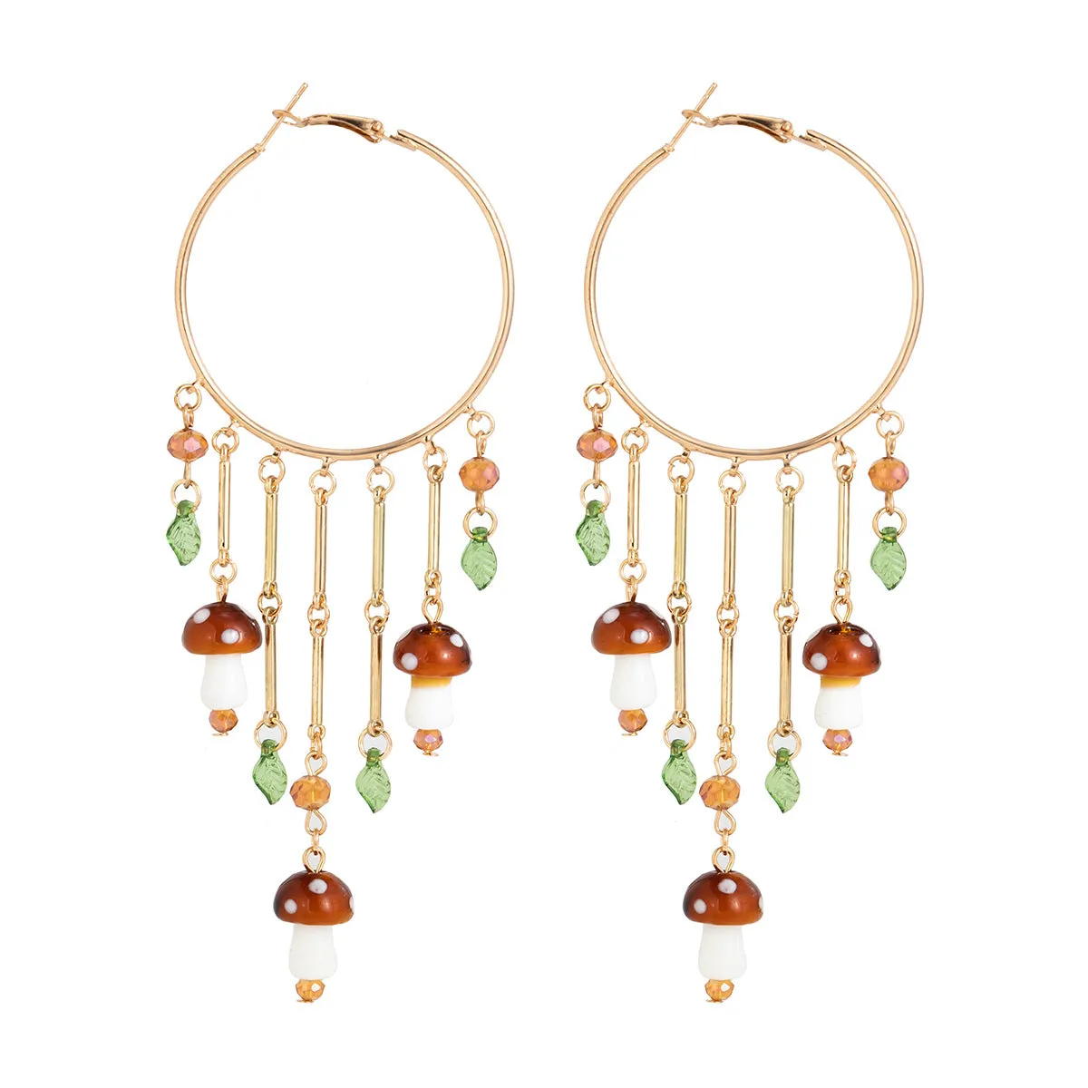 Wholesale Tassel Pendant Mushroom Leaf Alloy Earrings