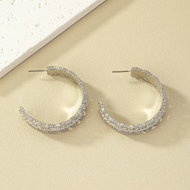 Wholesale Textured Diamond Alloy Earrings