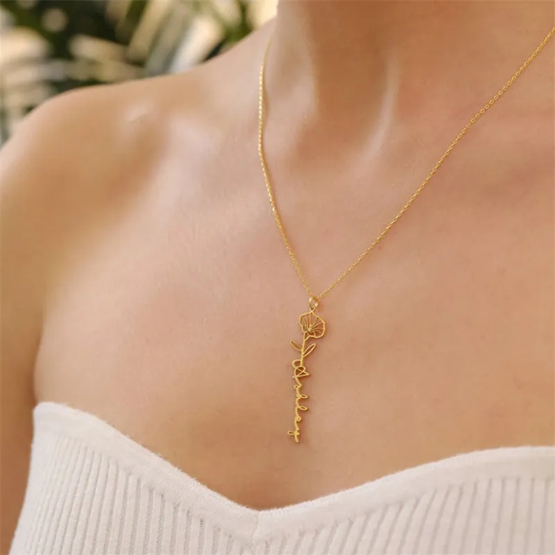 Wholesale Titanium Steel 18K Gold DIY Letter Name Necklace