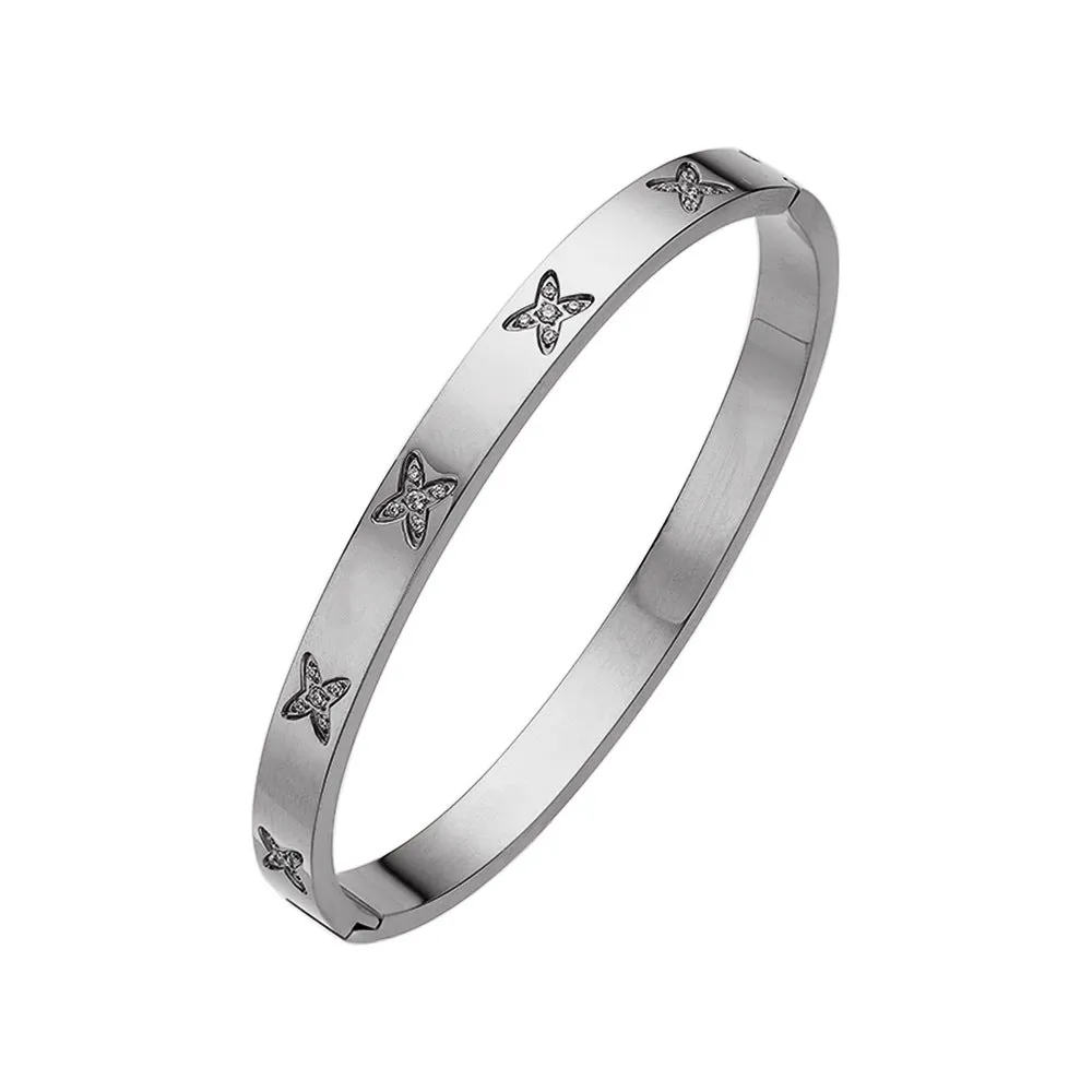 Wholesale Titanium Steel 18k Gold Plated Diamond Bracelet