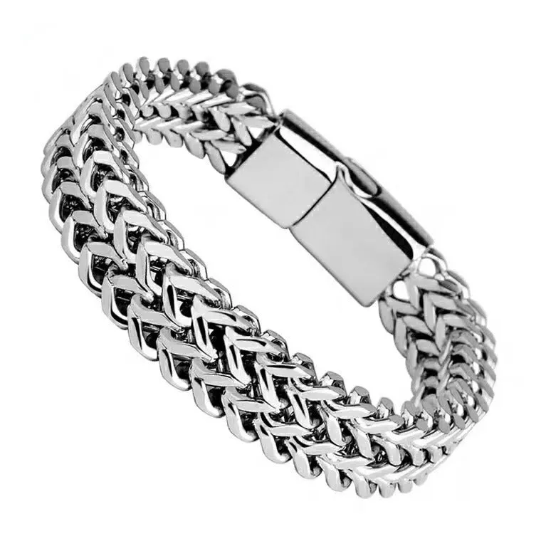 Wholesale Titanium steel bracelet double row square chain magnet clasp bracelet light_wish_jewels