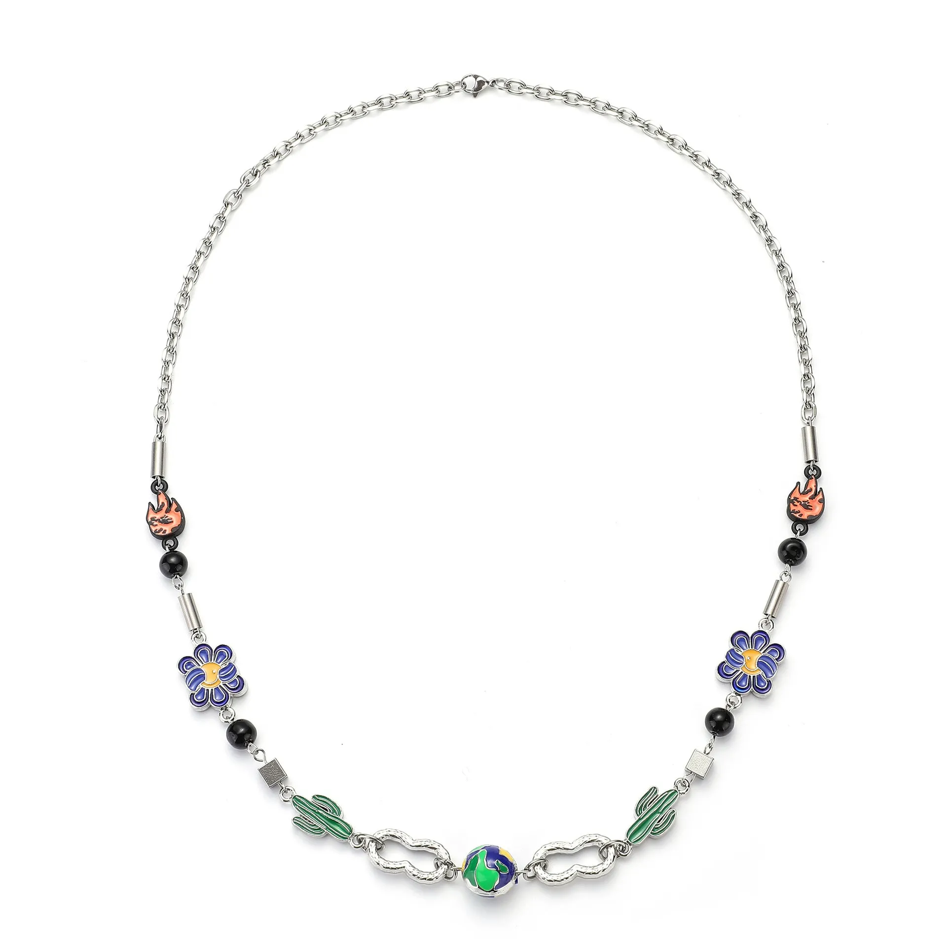 Wholesale Titanium Steel Cactus Horseshoe Necklace