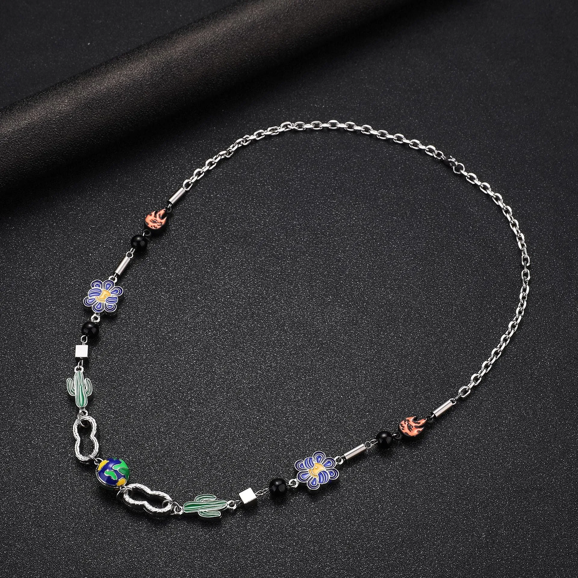 Wholesale Titanium Steel Cactus Horseshoe Necklace