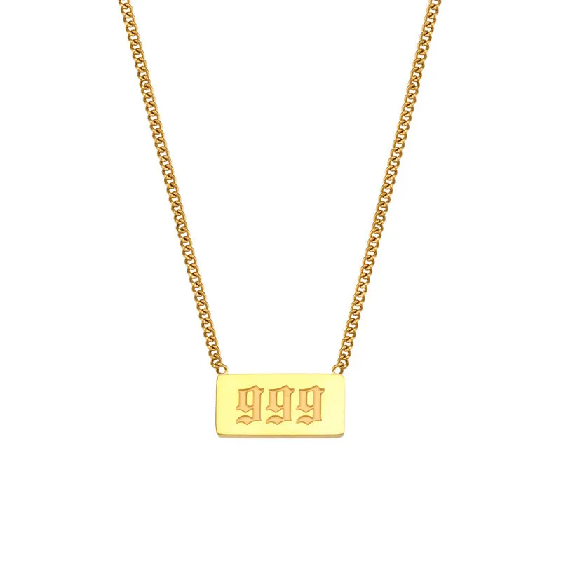 Wholesale Titanium Steel Creative 1 To 9 Golden Angel Number Necklace