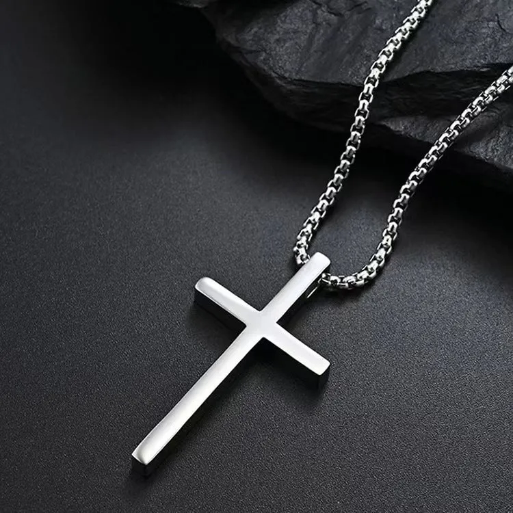 Wholesale Titanium Steel Cross Necklace Pendant Sweater Chain