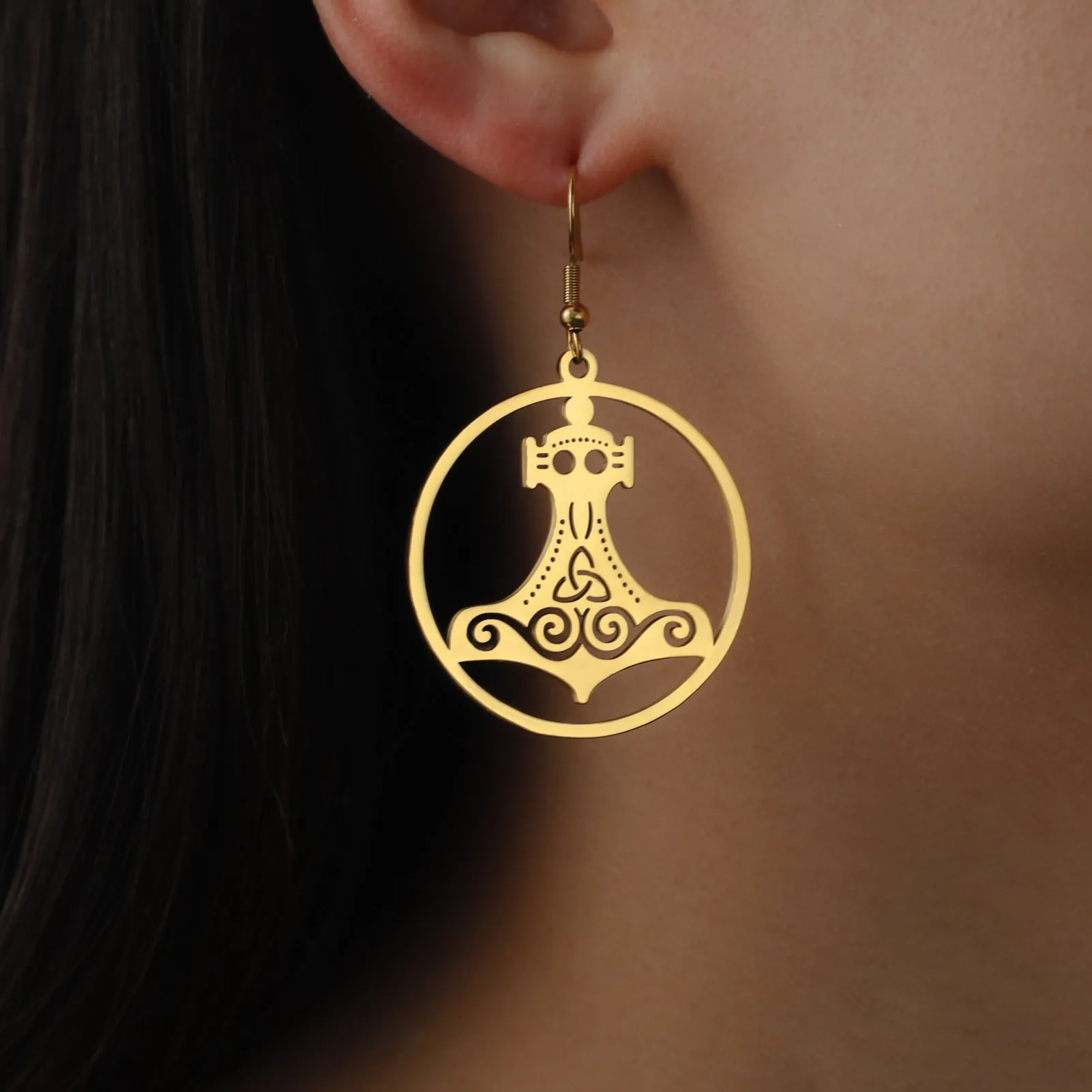 Wholesale Titanium Steel Cut Ring Hollow Earrings