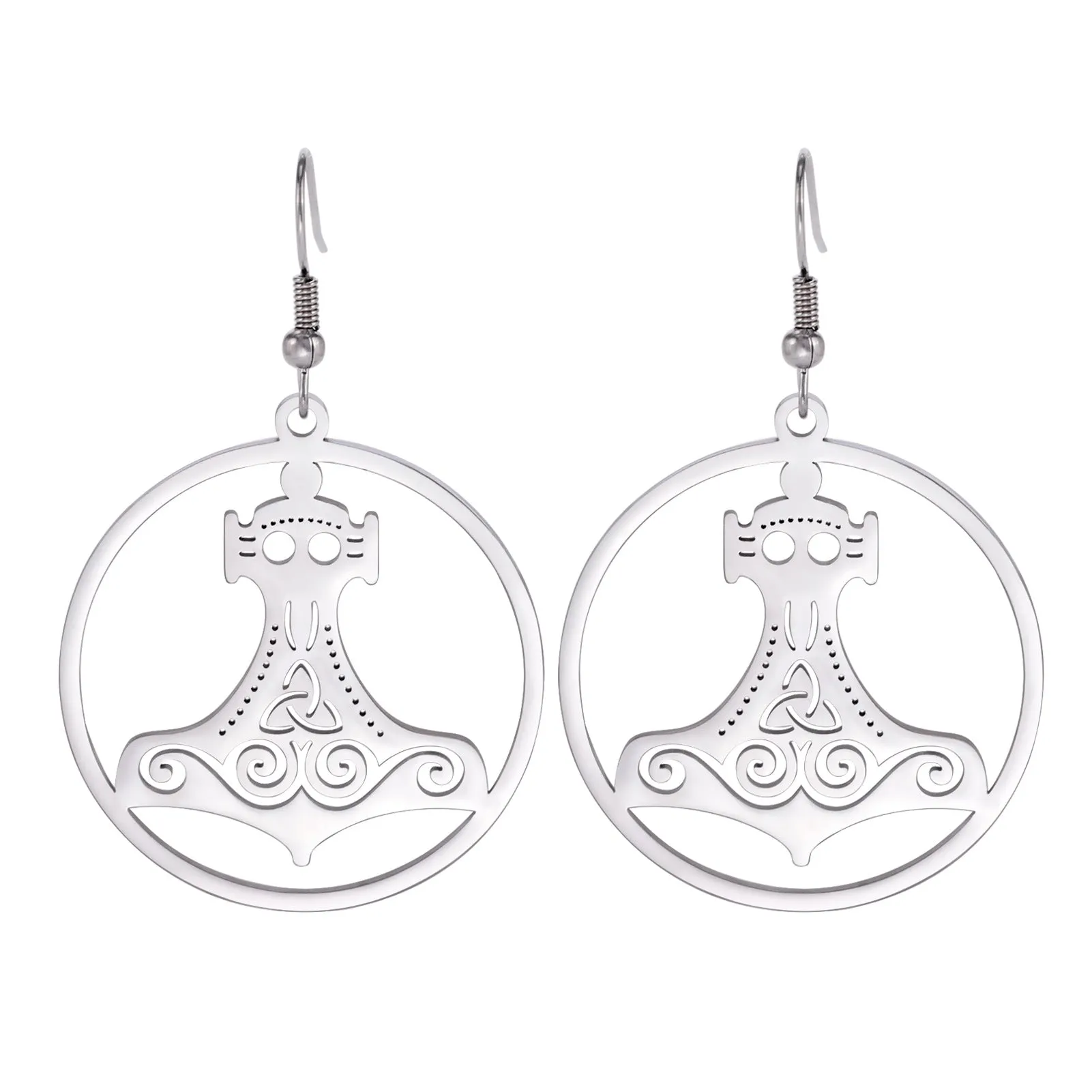 Wholesale Titanium Steel Cut Ring Hollow Earrings