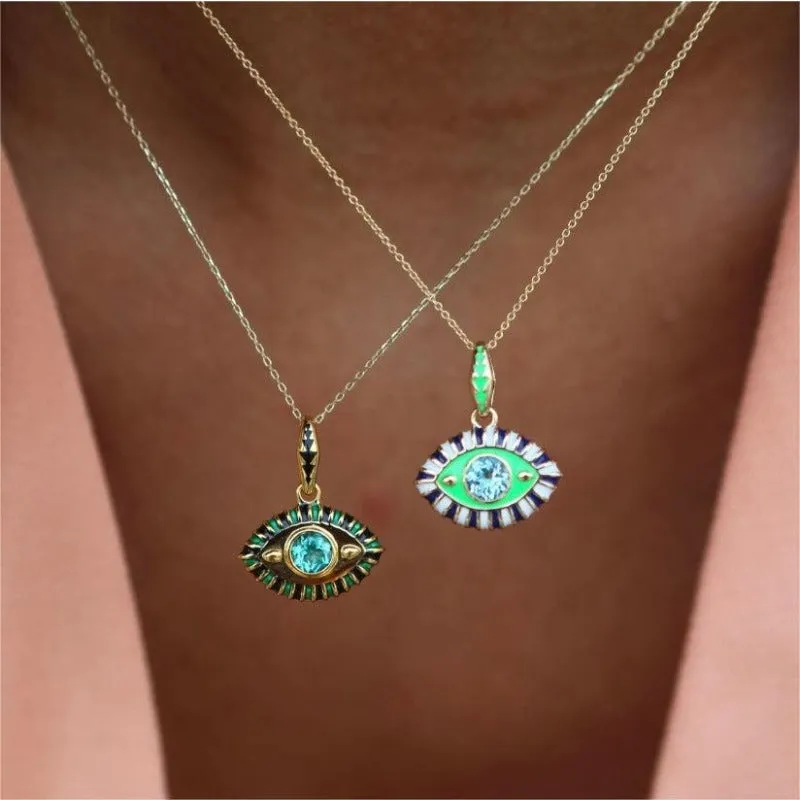 Wholesale Titanium Steel Diamond Devil's Eye Necklace light_wish_jewels